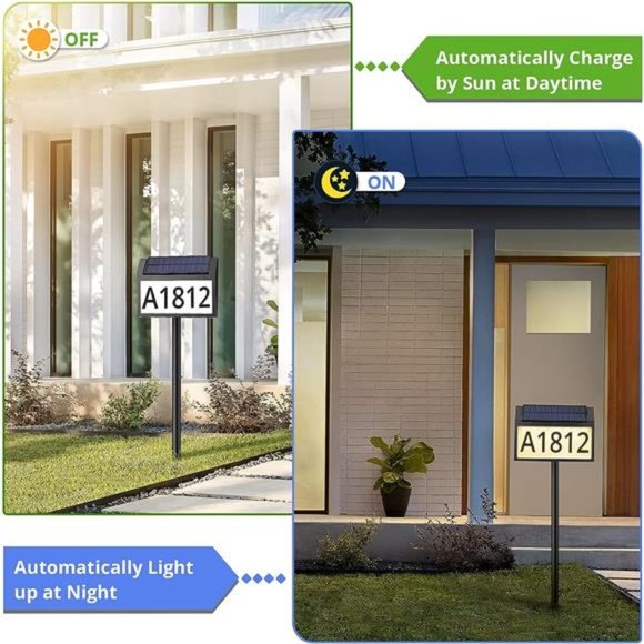 Solar AddressSign Lighted House Numbers Waterproof,Solar Powered LED Illuminated - Picture 5 of 5